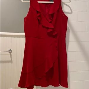 red ruffle dress